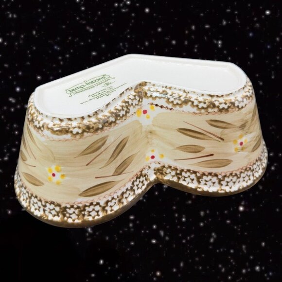 Temptations Ovenware by Tara Heart Shaped Green Bowl Old World 1QT FKI CERAMIC - Picture 7 of 10